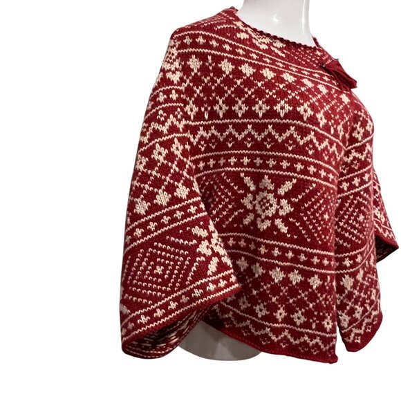Cabi Nordic Fair Isle Shrug Cardigan, Red Ivory, L - Picture 10 of 11